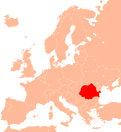 Karte Europas, Rumnien hervorgehoben
